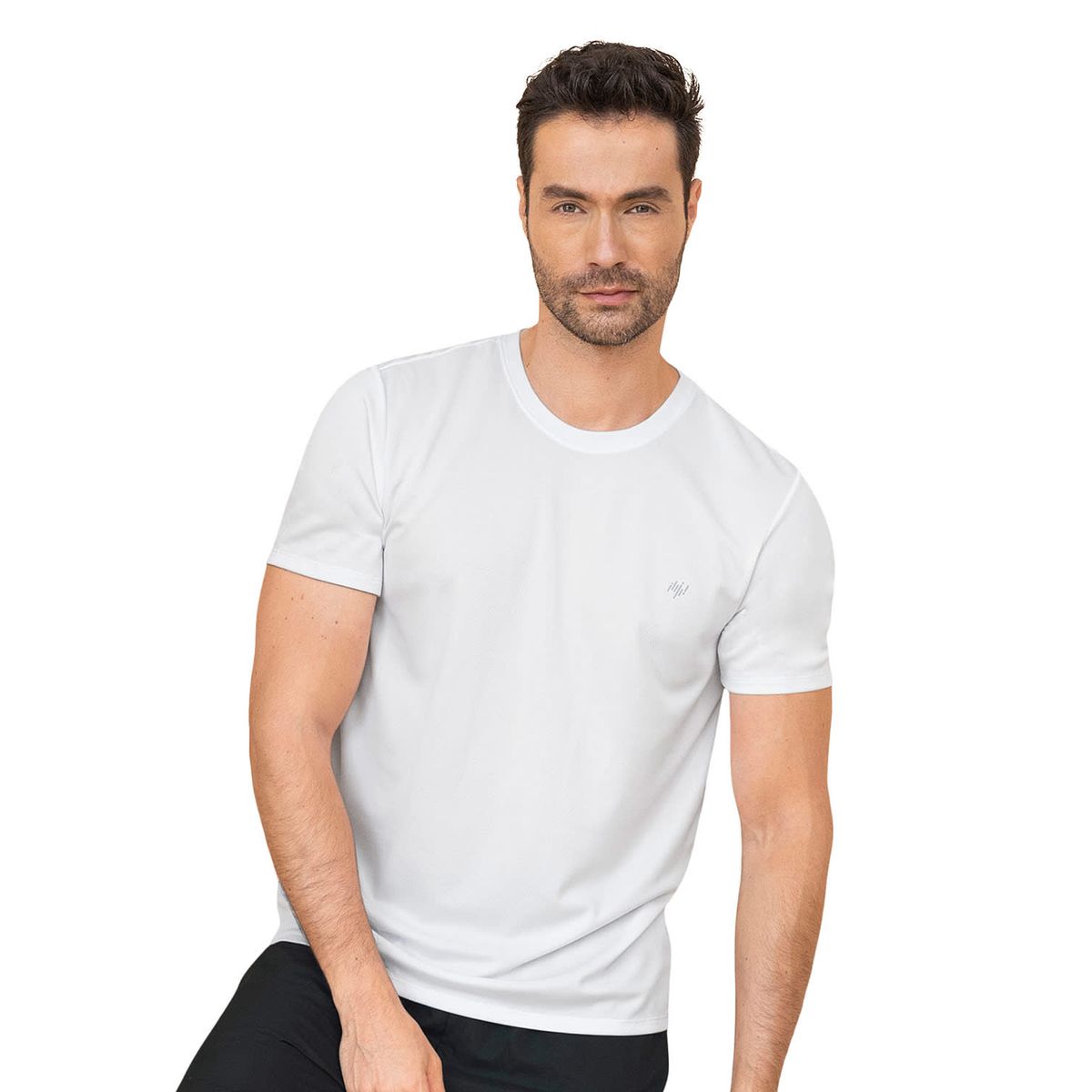 LEO - Camiseta deportiva masculina semiajustada de secado rápido 508007 Blanco