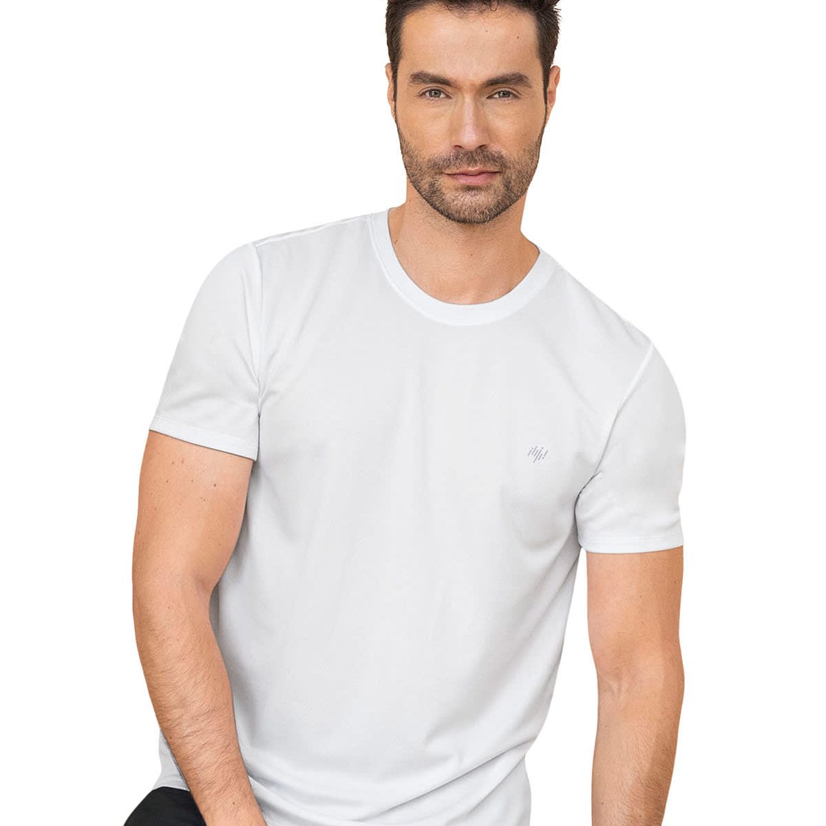 LEO - Camiseta deportiva masculina semiajustada de secado rápido 508007 Blanco