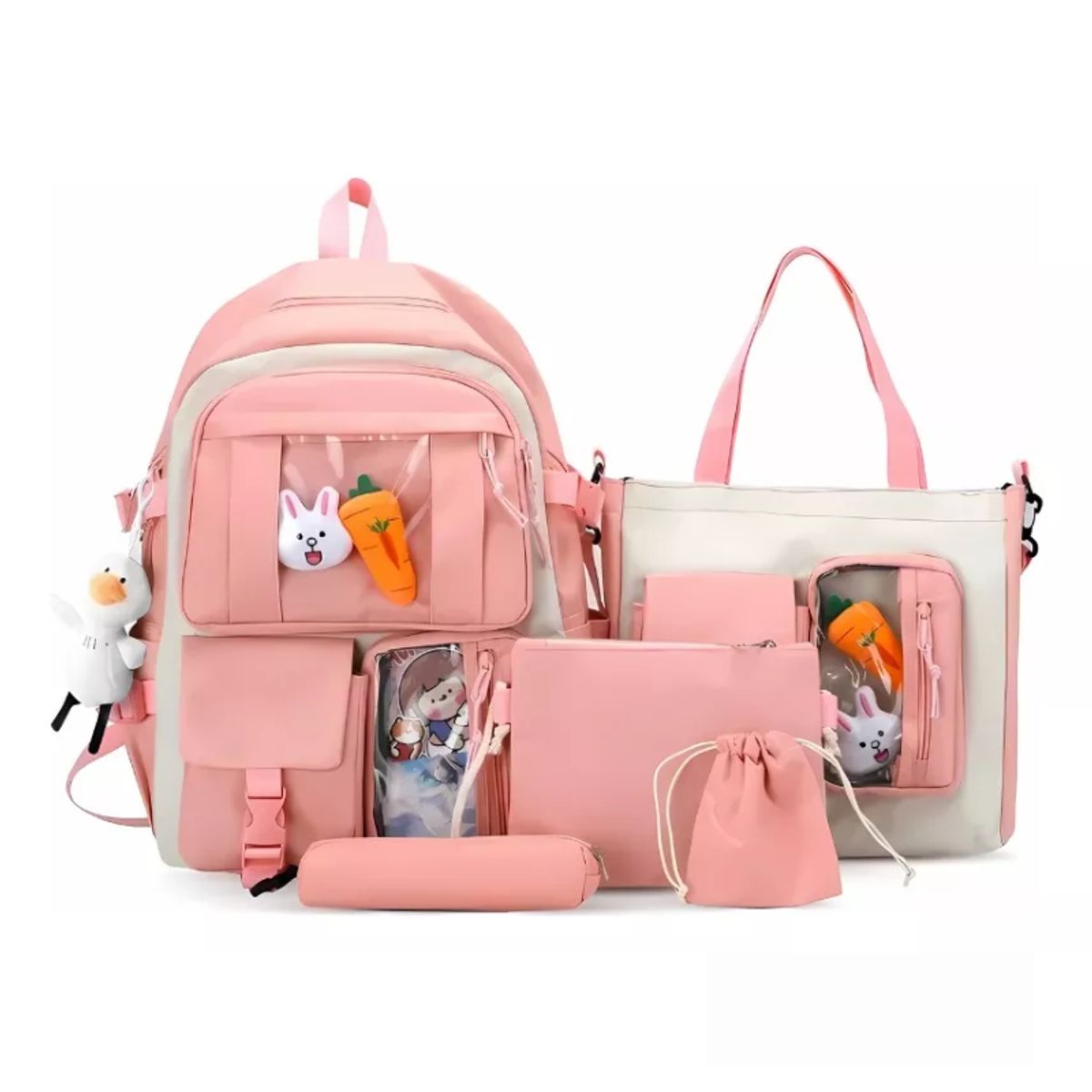 GENERICO - Mochila Escolar Infantil + Accesorios Set 5 Piezas Colegio