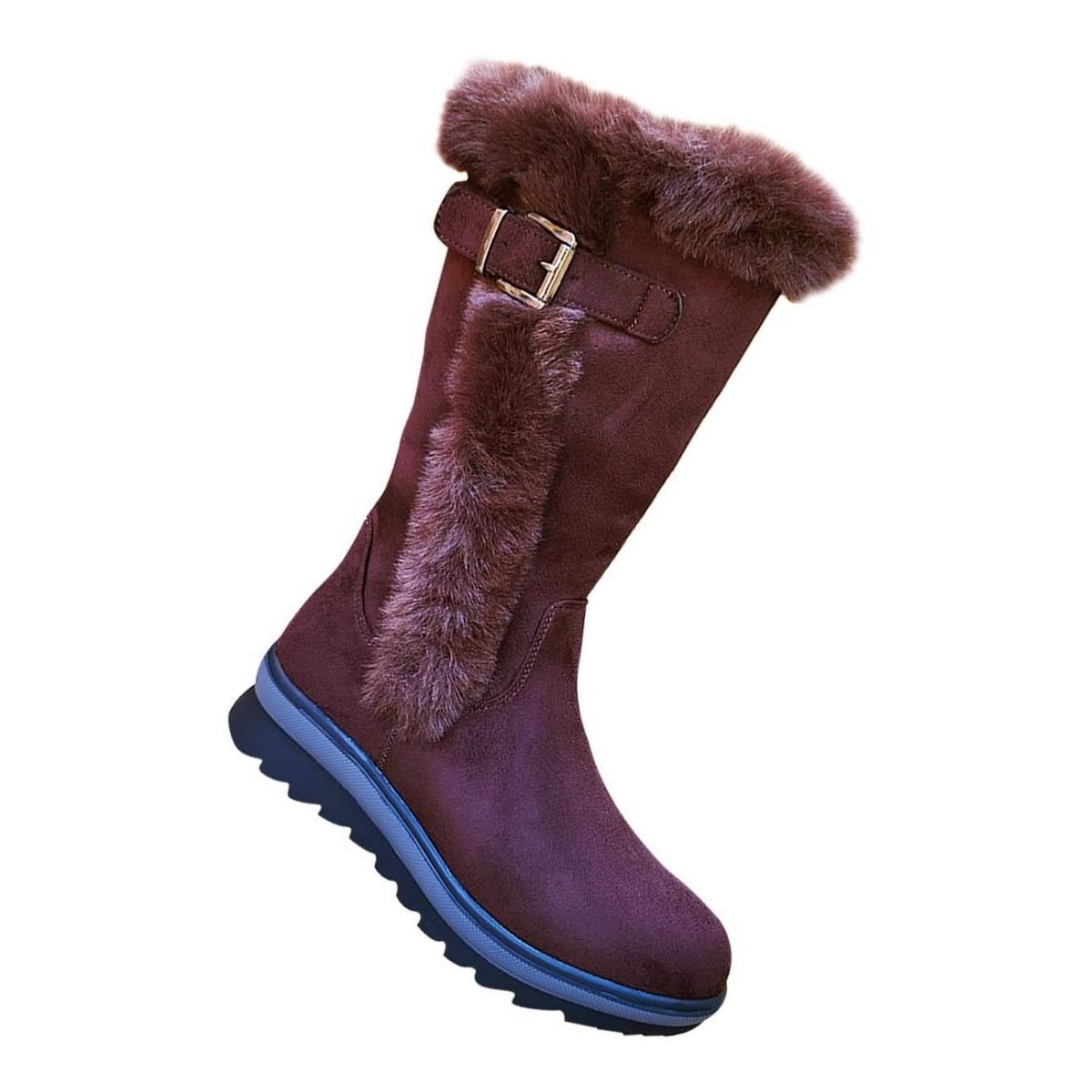 GENERICO - Botas Caña Alta De Gamuza Mujer Casual Otoño Invierno Marrón - 7135