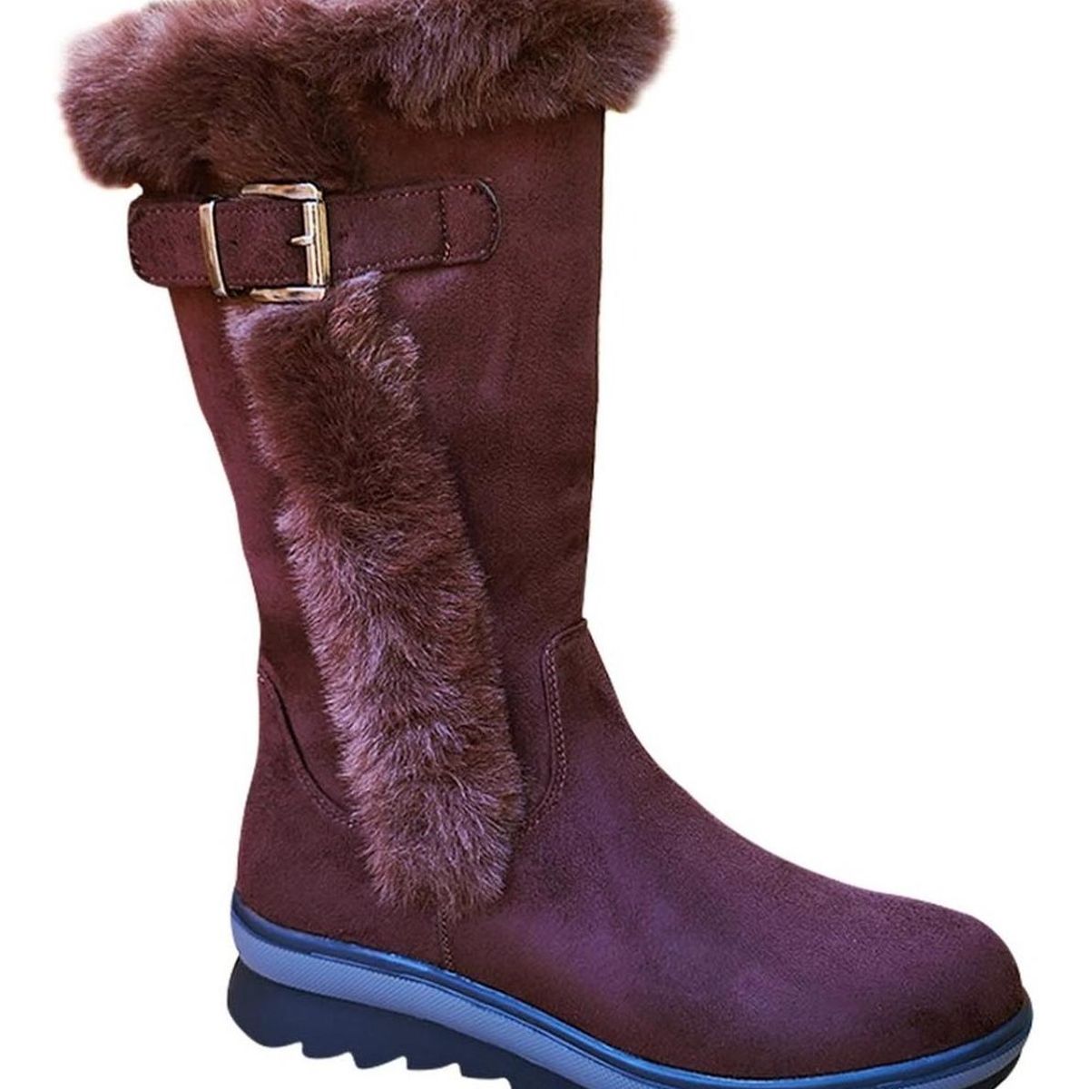 GENERICO - Botas Caña Alta De Gamuza Mujer Casual Otoño Invierno Marrón - 7135