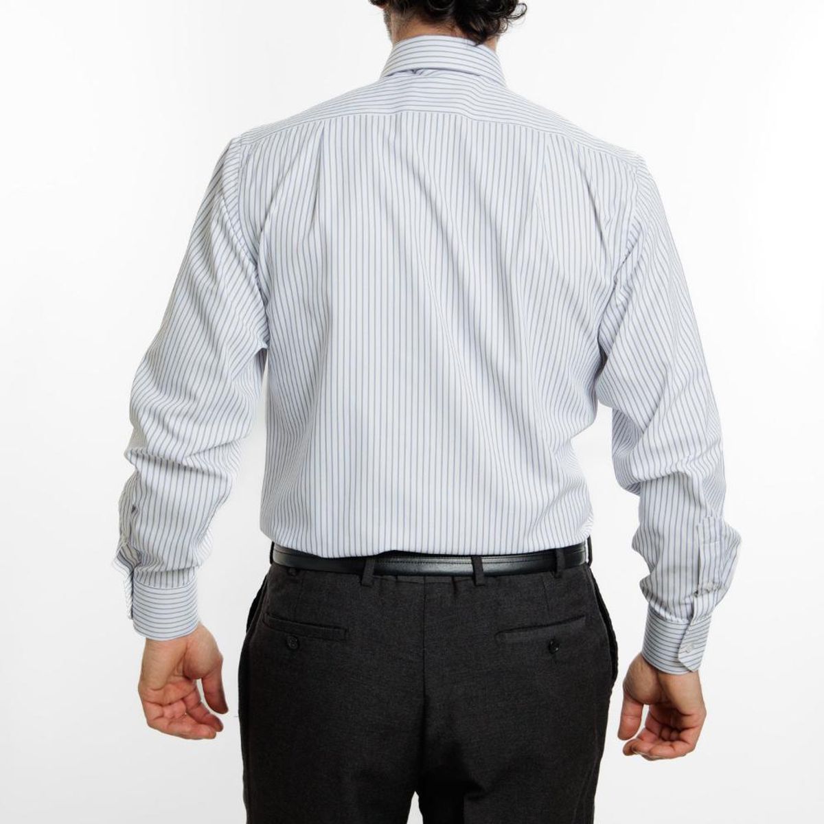 VANDINE - Camisa  Etiqueta Roja Texturada con líneas azules I24-12 - Azul