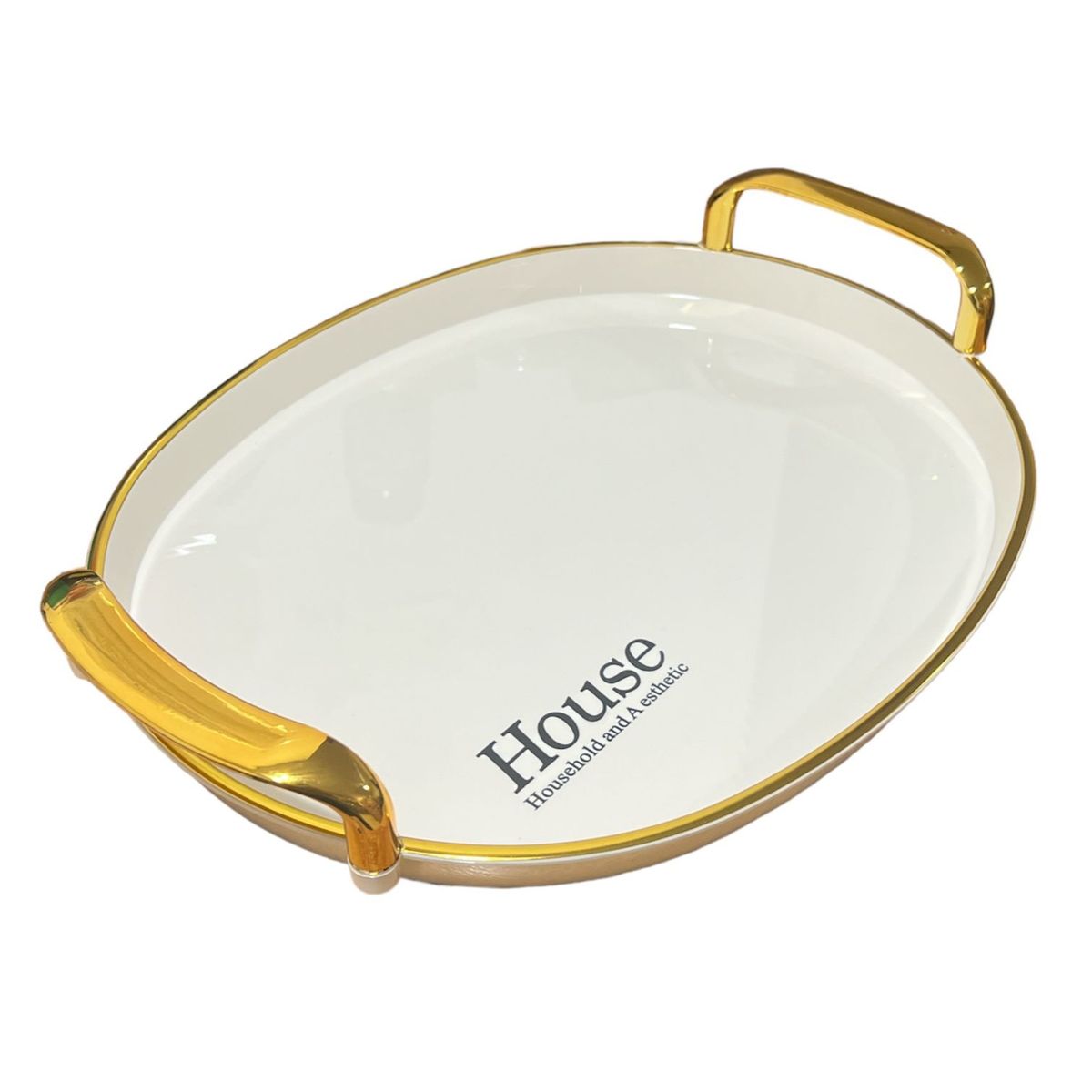 GENERICO - Bandeja Elegante Servir Dorado Decorativa Redonda Ex Grande