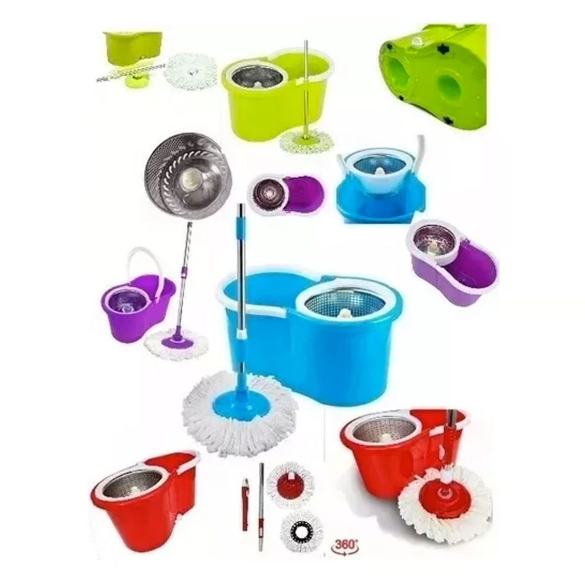 UNIVERSAL - Mopa Trapeador Giratoria 360° Balde Canasto Y Dos Repuestos