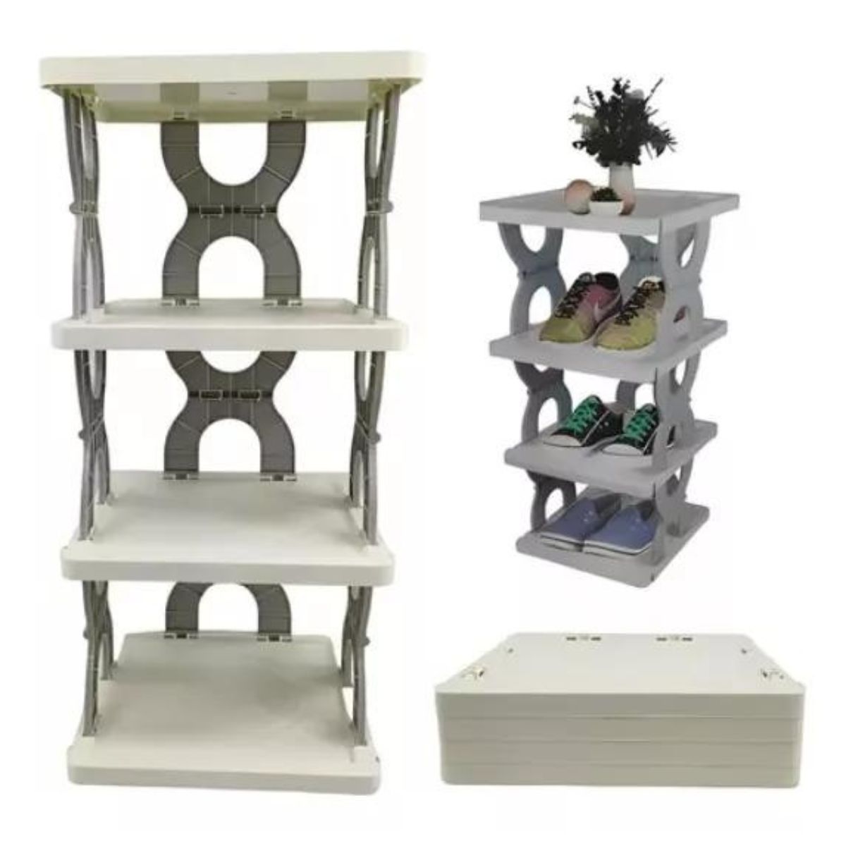 GENERICO - Zapatero Armable De Aluminio 4 Pisos Pequeño 56cmx26cm