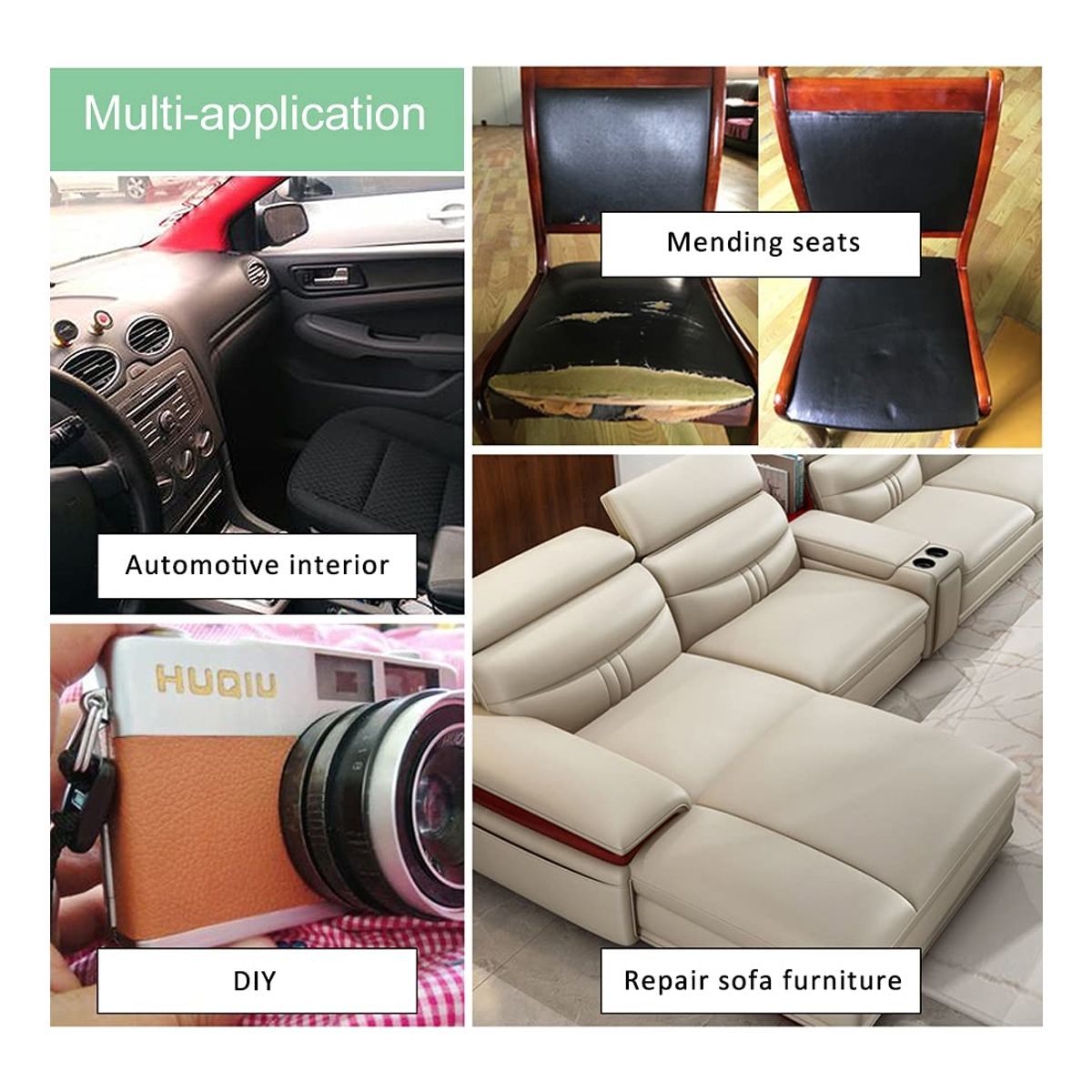 GENERICO - Rollo Parche Reparación Adhesivo Cuero Sofá 137x50 Cm Café Oscuro Mate