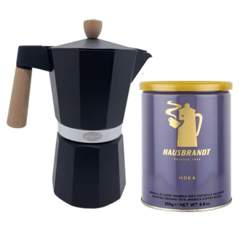CAFE - Café Hausbrandt Moka 250g + Cafetera Moka Italiana 6 Tazas