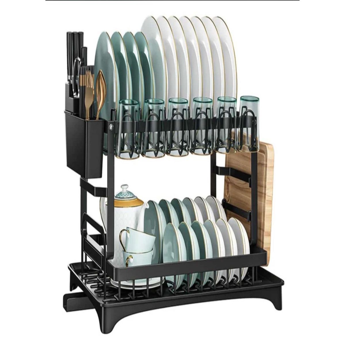 GENERICO - Escurridor Secaplatos NEGRO Secador De Platos Vajilla RESISTENTE