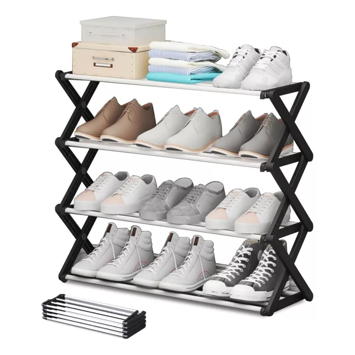 GENERICO - Zapatero Armable De Aluminio 4 Pisos 49x41x19cm