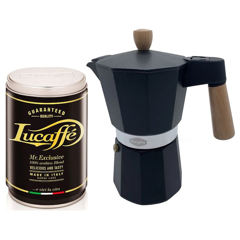 LUCAFFE - Cafetera Italiana 6 Tazas + Café Lucaffe Mr Exclusive 250 Gr
