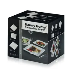 DANNY HOME - Set de Vajilla Cuadrada Danny Home™ 18 Piezas de Porcelana