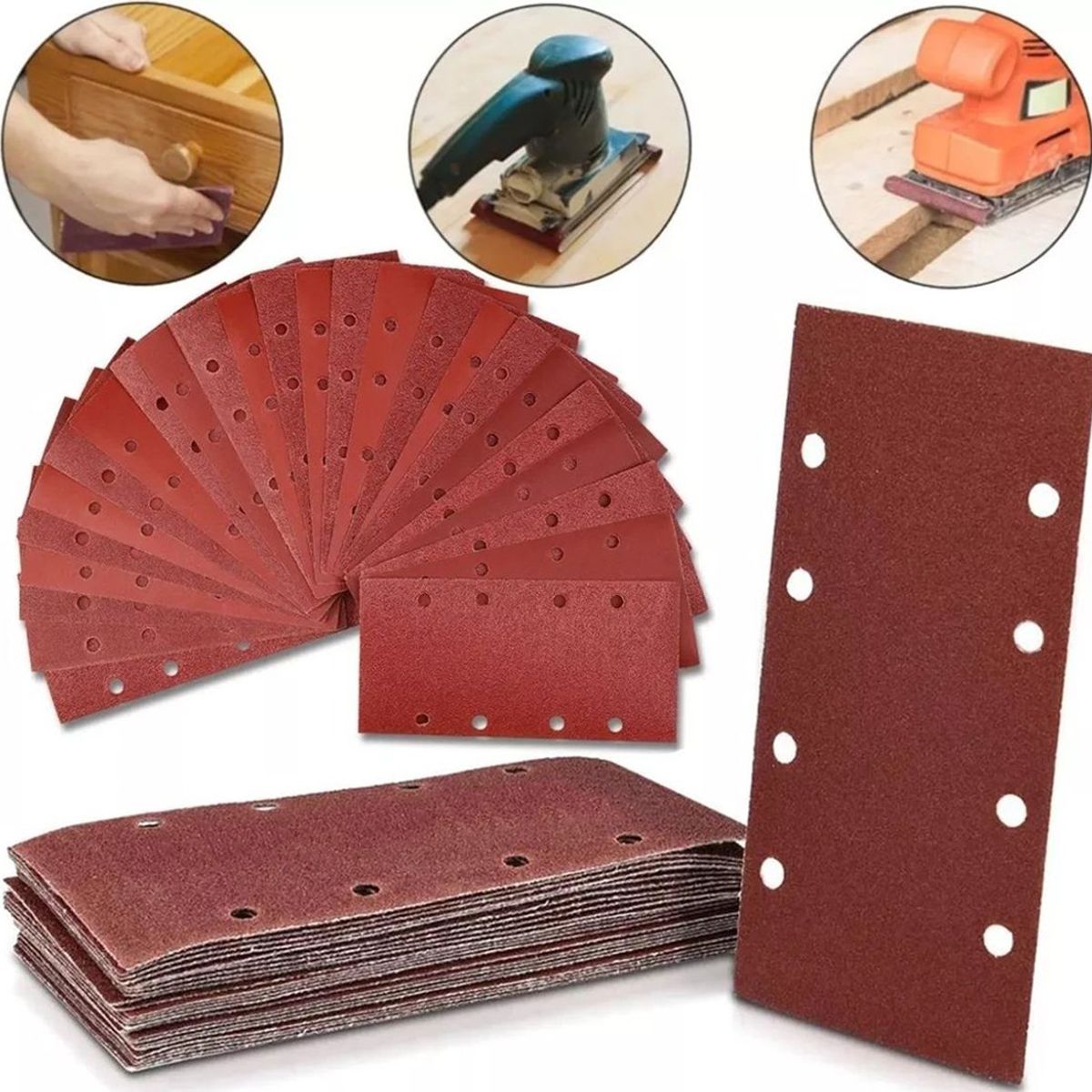 KUANGYE - 50 Lijas Rectangular Velcro 93x190mm 8 Orificio Madera