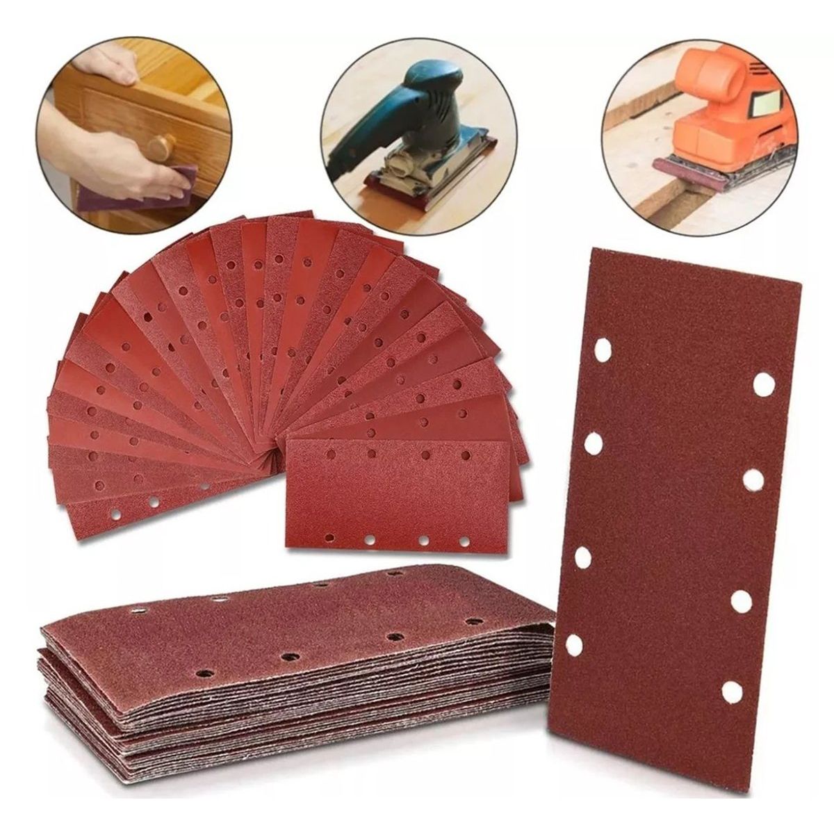 KUANGYE - 50 Lijas Rectangular Velcro 93x190mm 8 Orificio Madera