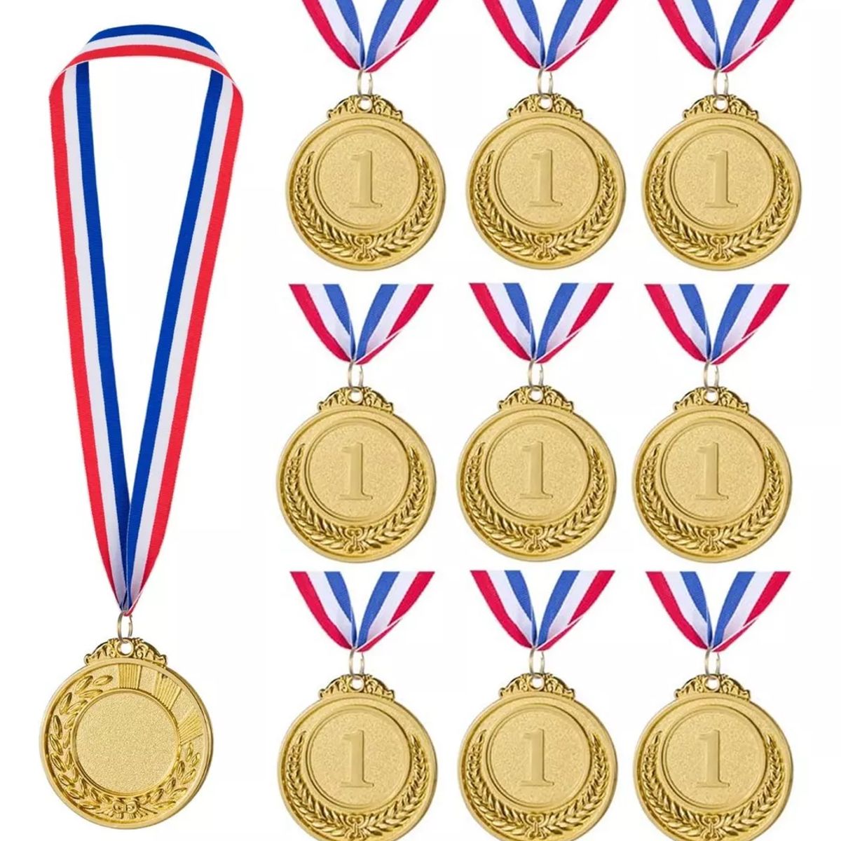 KUANGYE - 10 Pcs Medallas Deportivas De Oro Con Lanyard