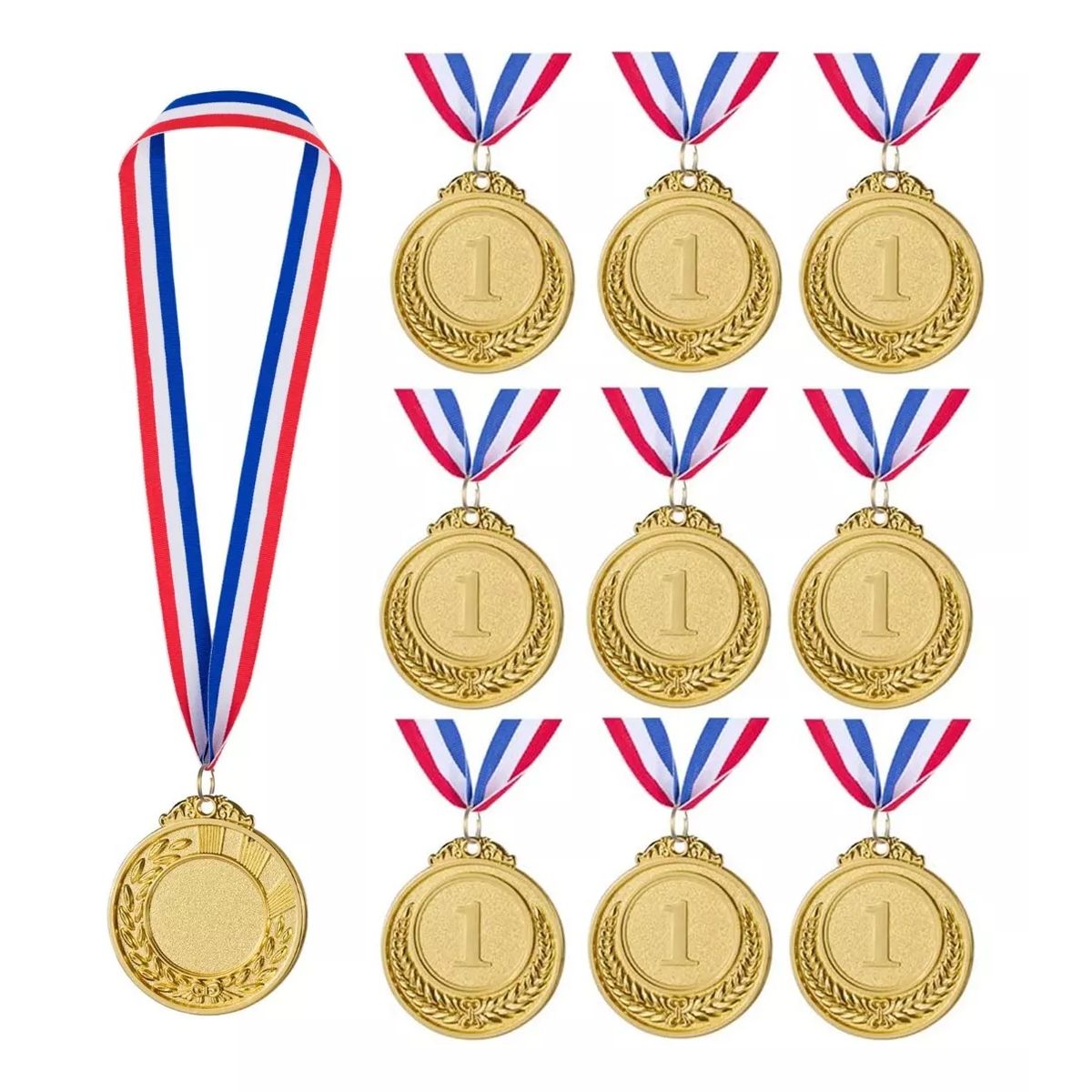 KUANGYE - 10 Pcs Medallas Deportivas De Oro Con Lanyard