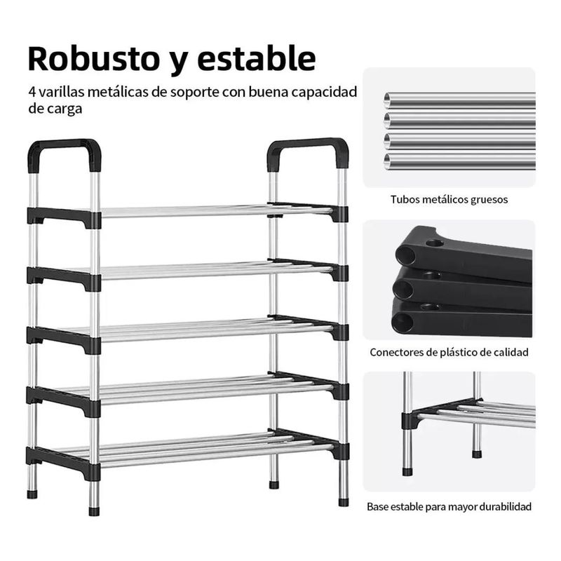 GENERICO - Zapatero Armable De Aluminio 5 Pisos 95cmx60cm