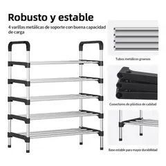 GENERICO - Zapatero Armable De Aluminio 5 Pisos 95cmx60cm