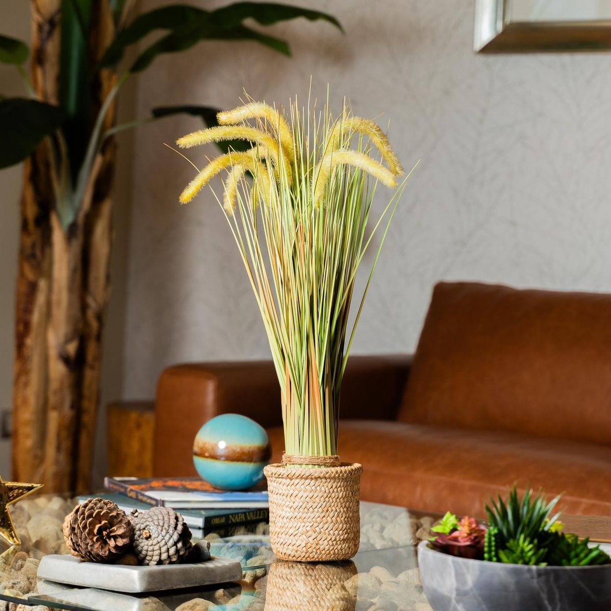 THE GREEN ELEMENT - Planta artificial Grass Con Cuerda De Lino 70 Cm