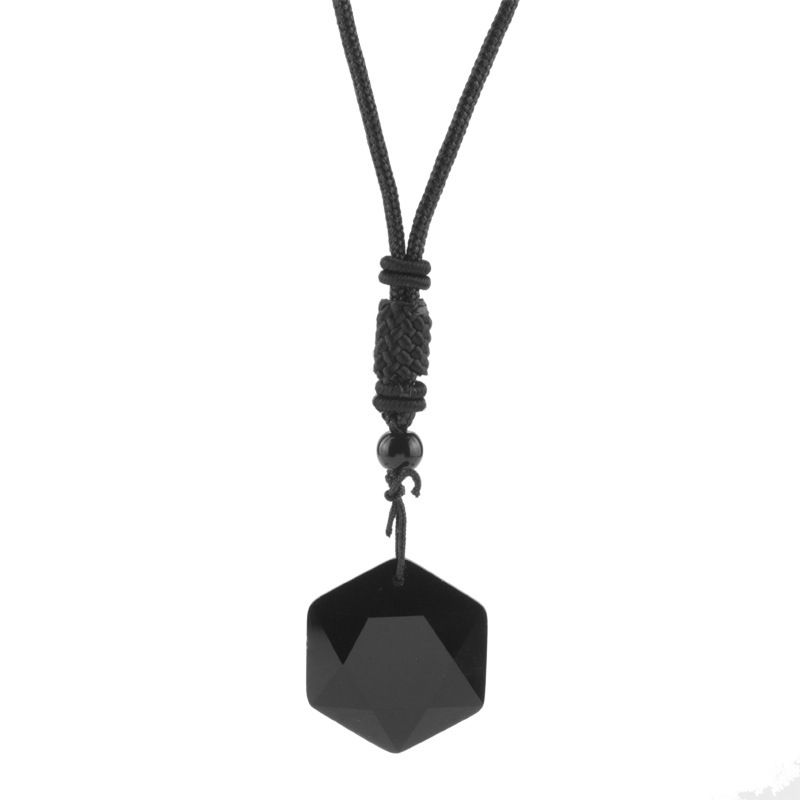 KUANGYE - Colgante Piedra Natural Obsidiana - Amuleto De La Suerte