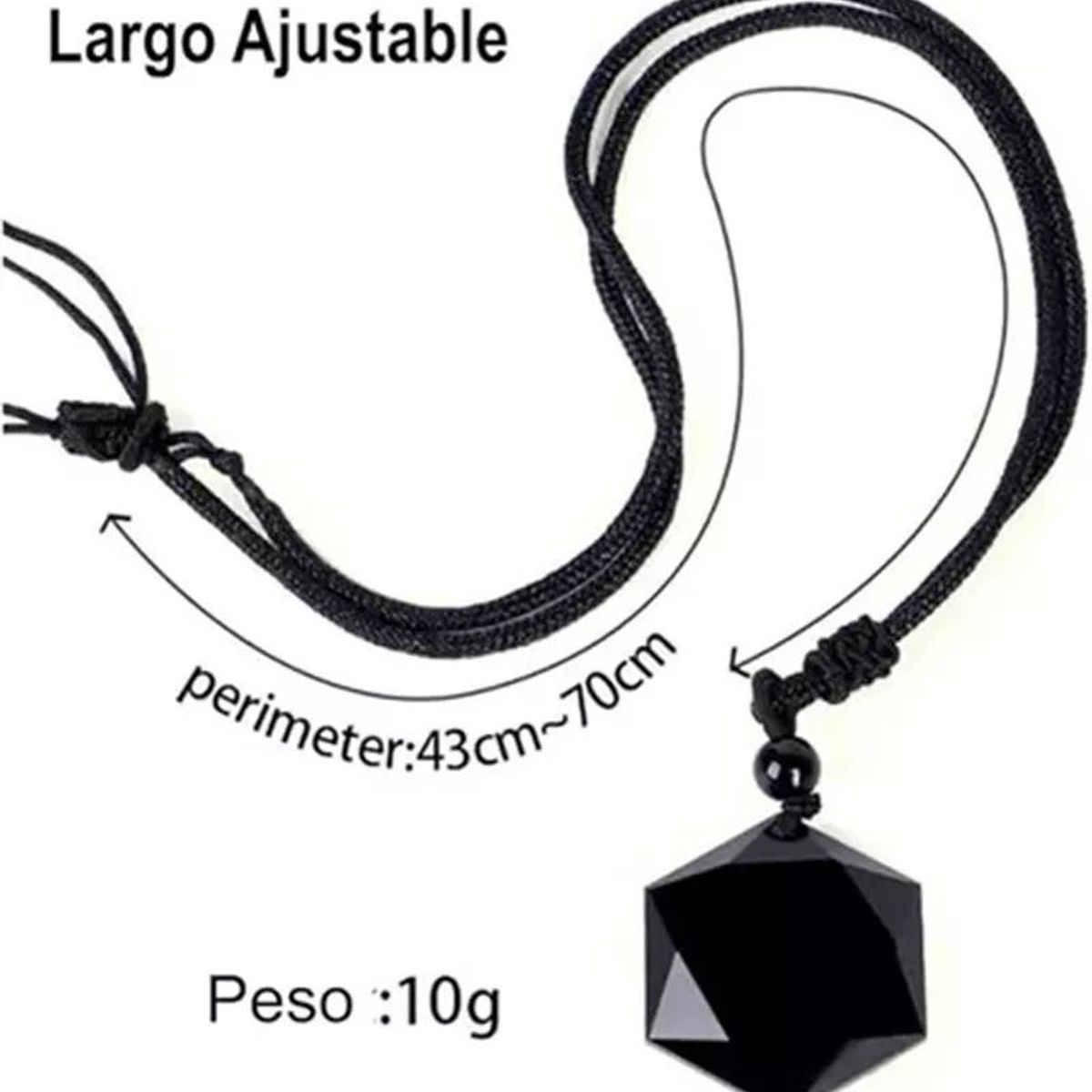 KUANGYE - Colgante Piedra Natural Obsidiana - Amuleto De La Suerte