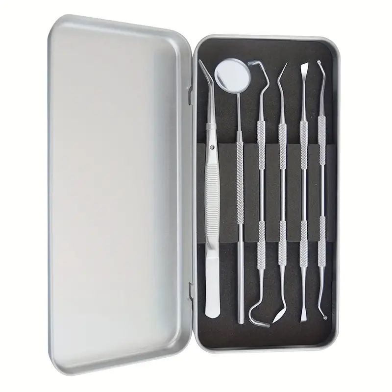 KUANGYE - Herramienta Limpieza Dental Portátil Acero Quita Sarro 6 pcs