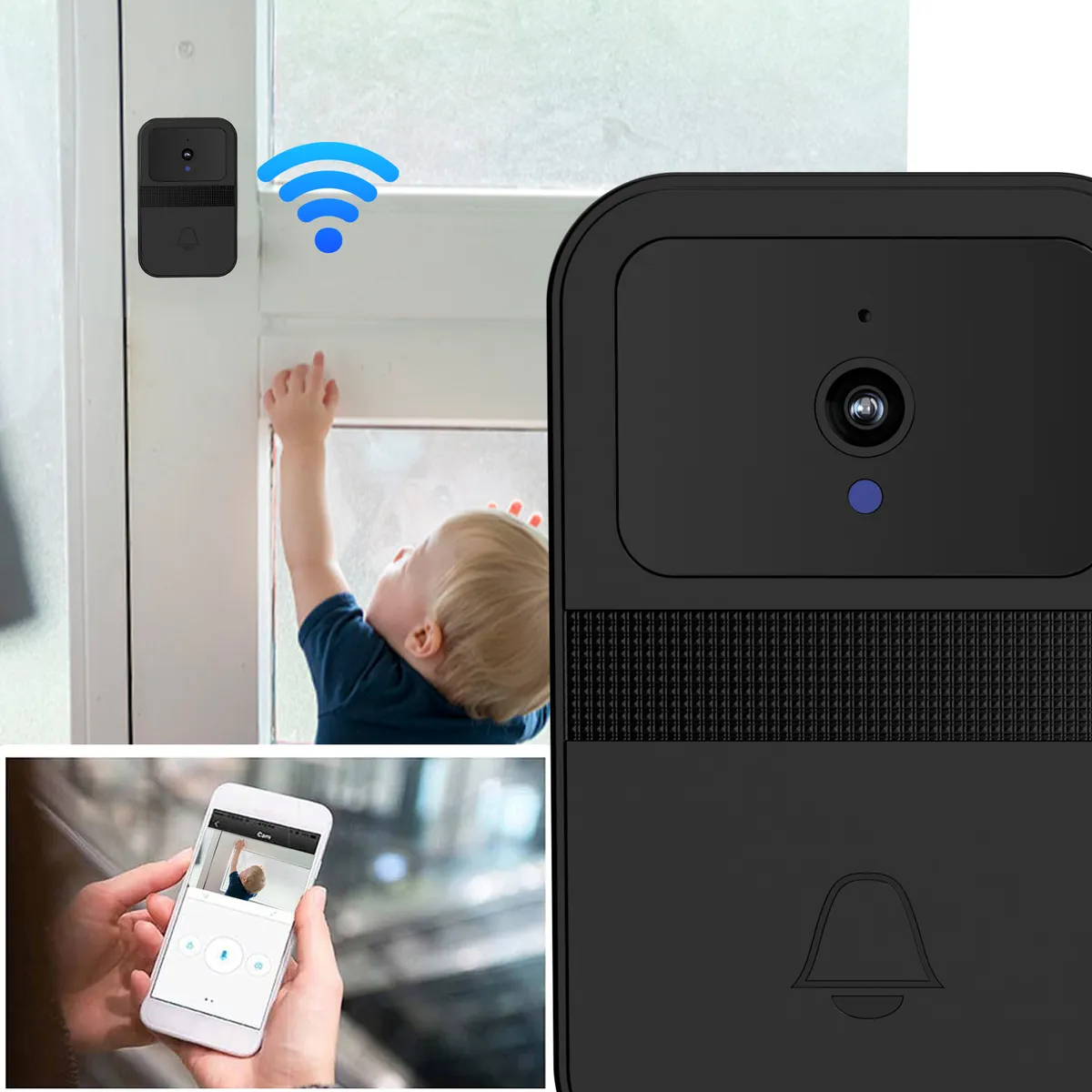 AIZO - AIZO Timbre Inteligente WiFi 1080P Visión Nocturna Negro