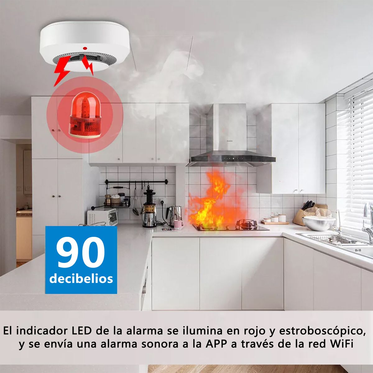 AIZO - AIZO Detector Humo Inteligente con App Sin Cables blanco