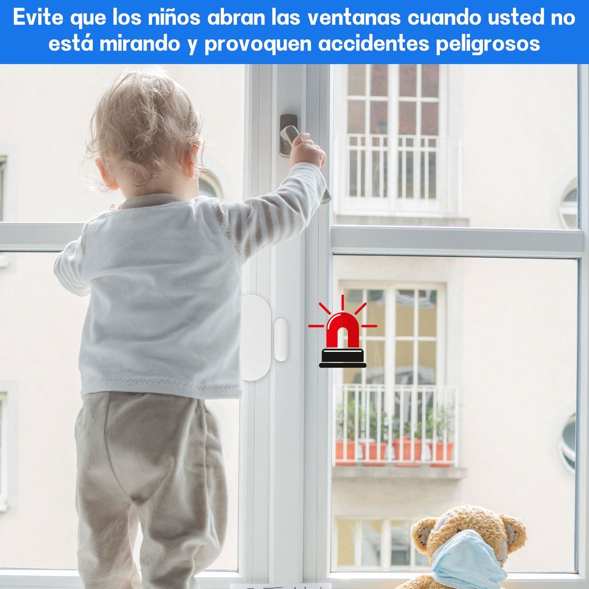 AIZO - Pack 2 Alarmas Para Puerta Ventana Sensor Magnético