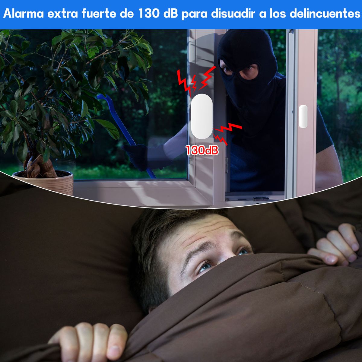 AIZO - Pack 2 Alarmas Para Puerta Ventana Sensor Magnético