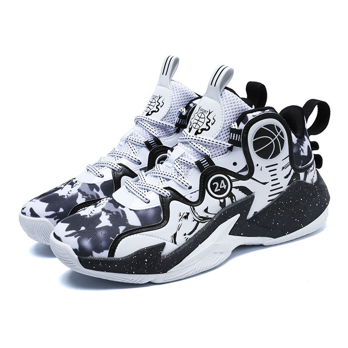 DANWEILE - Zapatos De Baloncesto Juveniles Transpirables De Malla De Moda - Negro
