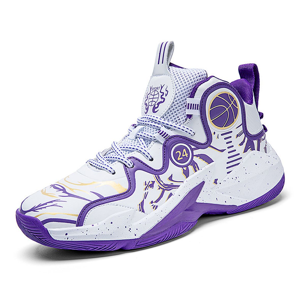 DANWEILE - Zapatos De Baloncesto Juveniles Impermeables De Cuero De Moda-Púrpura