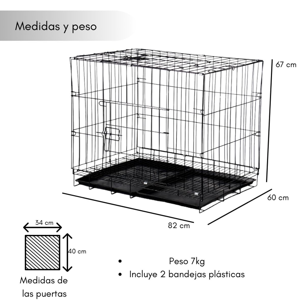 GENERICO - Canil Transportador Perros Animales Desarmable 2 Puertas