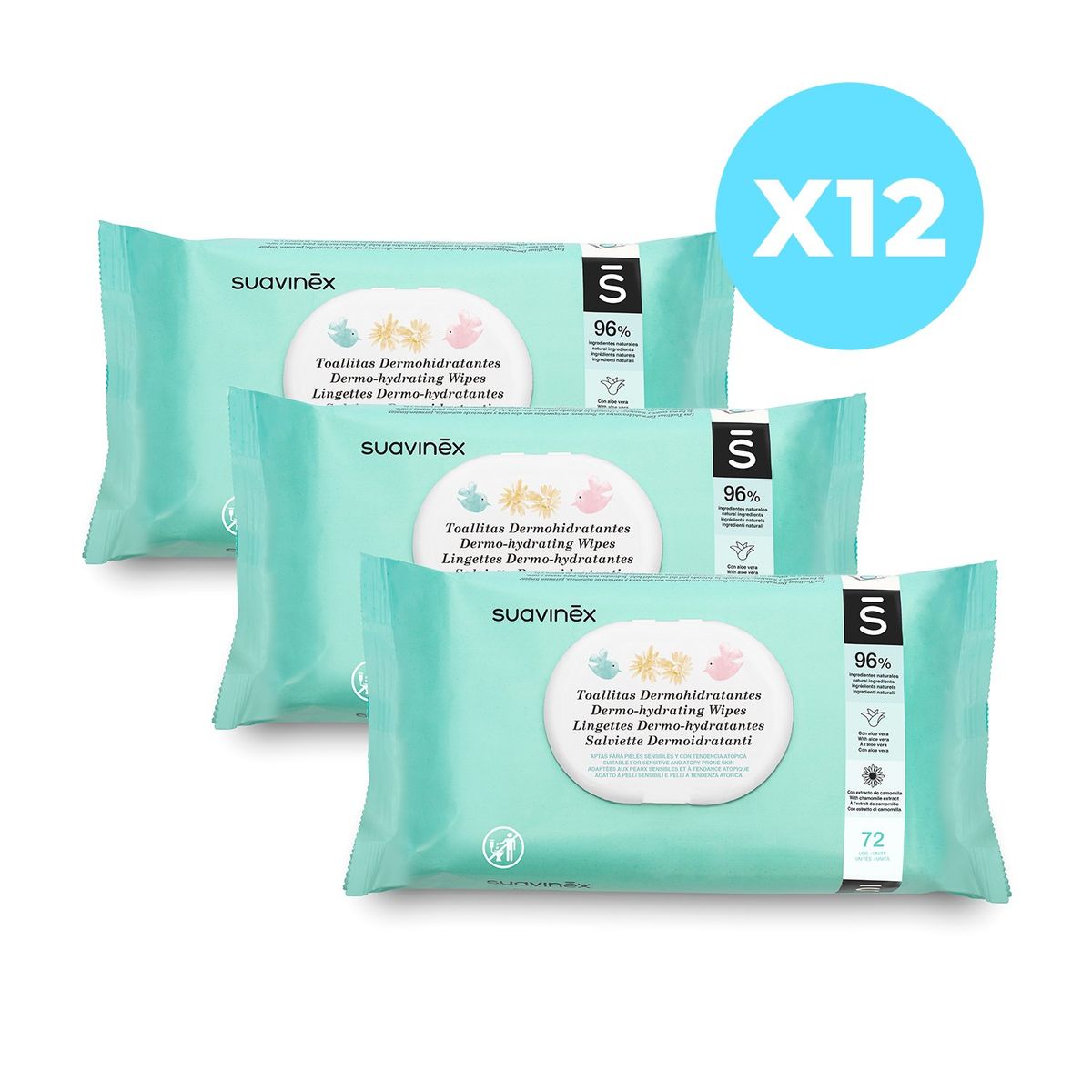 SUAVINEX - CAJA TOALLITAS HÚMEDAS 72 UNIDADES X12