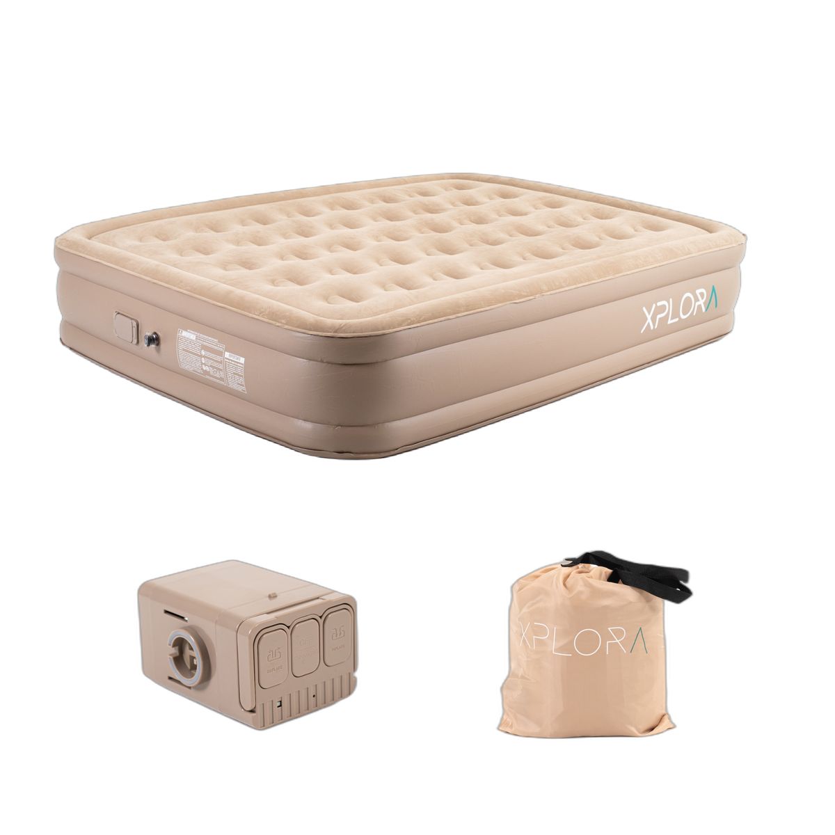 XPLORA - Colchón Inflable Xplora Eléctrico Bomba Recargable 2 Plazas