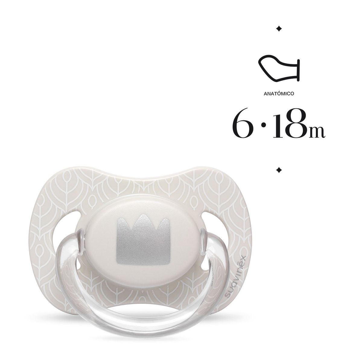 SUAVINEX - CHUPETE ANATOMICO SILICONA CORONA GRIS 6-18M