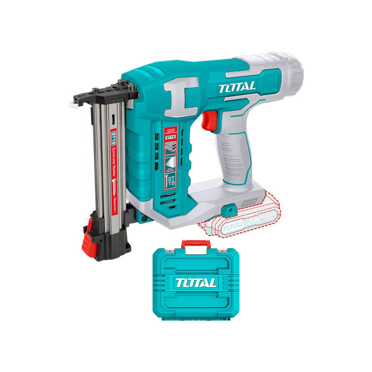 TOTAL TOOLS - Clavadora para Concreto Industrial 20v + 200 Clavos + 2 Acc TOTAL