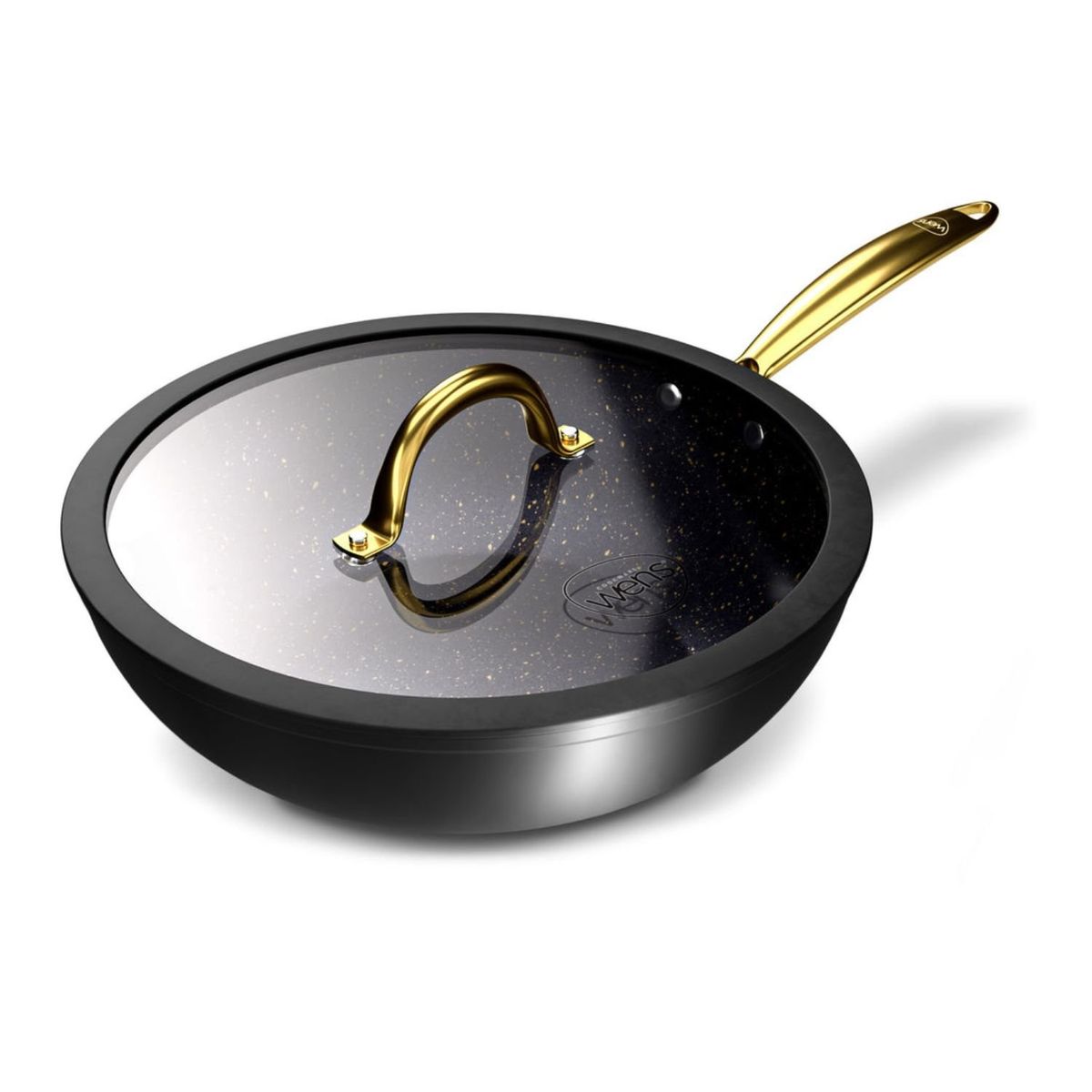 WENS - Wok Wens Golden Series 28cm Acero Inoxidable Tapa de Vidrio