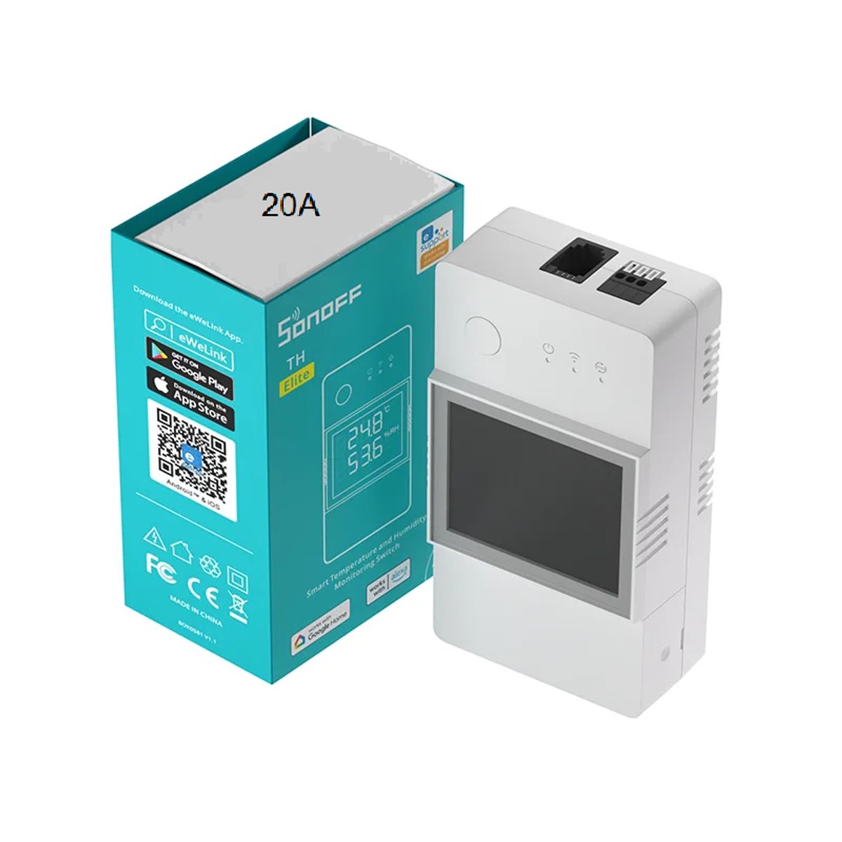SONOFF - Interruptor WiFi Sonoff TH Elite 20A para sensores Sonoff