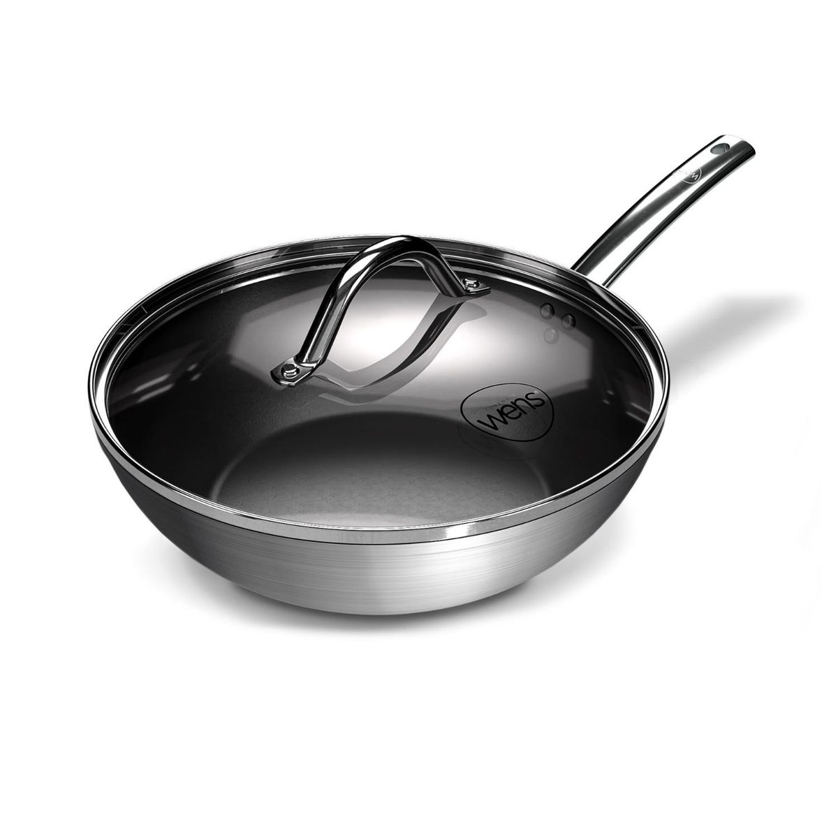 WENS - Wok Wens Hard Anodized 28cm Acero Inoxidable Tapa de Vidrio
