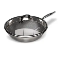 WENS - Wok Honeycomb 28cm Acero Inoxidable Tapa de Vidrio