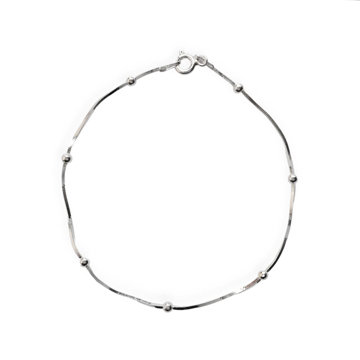 COGGIOLA - Pulsera Cola De Topo Cuadrada 7 Bolitas Plata Fina 925