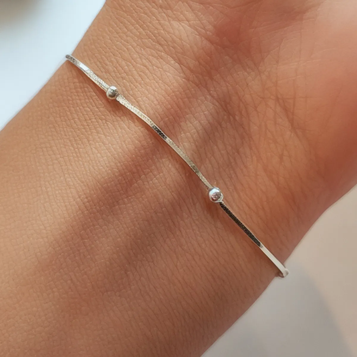 COGGIOLA - Pulsera Cola De Topo Cuadrada 7 Bolitas Plata Fina 925