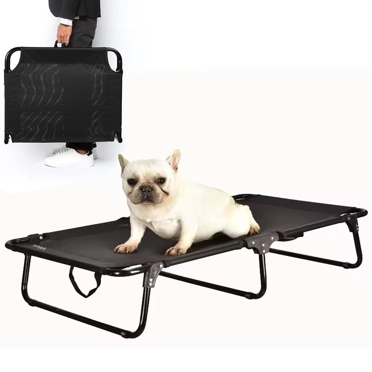 PETPAL - Cama Perro Gato Plegable Altura Elevada Petpal - Negro - M