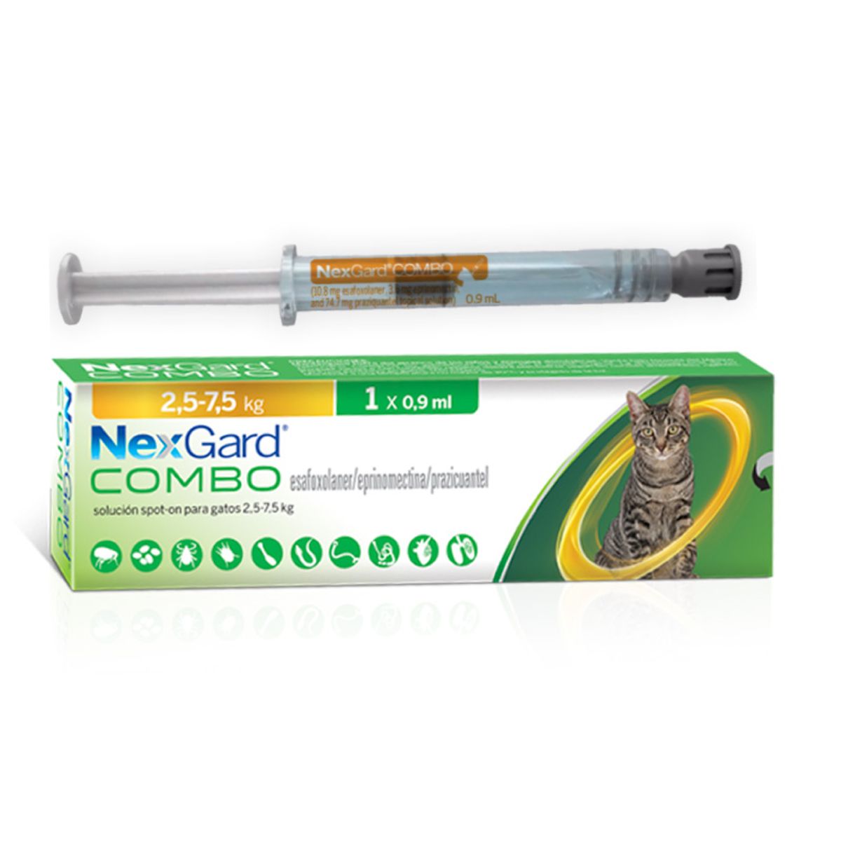 NEXGARD - Antiparasitario Nexgard Combo Pipeta Gato 2.5 a 7.5 Kg