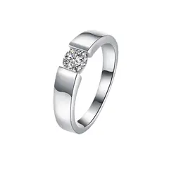 GENERICO - Anillo De Plata Lisa Con Circon