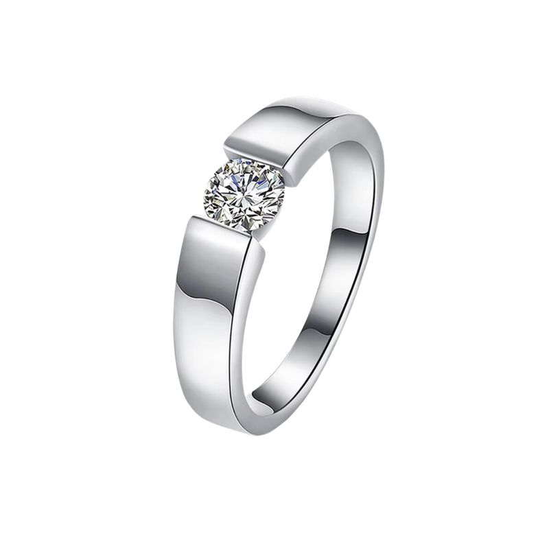GENERICO - Anillo De Plata Lisa Con Circon