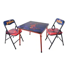 GENERICO - Set mesa Plegable infantil con 2 sillas Roja Azul Niños