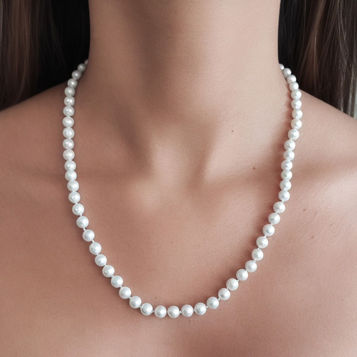 COGGIOLA - Collar Perlas Shellpearl Nudo 6mm Plata Fina 925