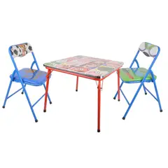 GENERICO - Set Mesa Plegable Infantil Con 2 Sillas Celeste Roja Niños