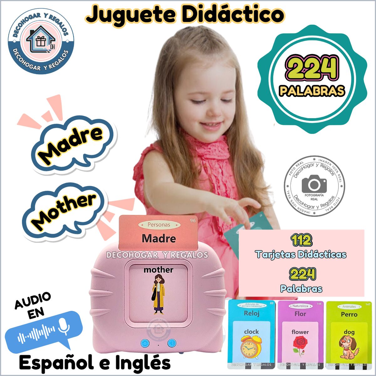 GENERICO - Juguete Aprendizaje Tarjetas Montessori Terapia Habla Niños Español